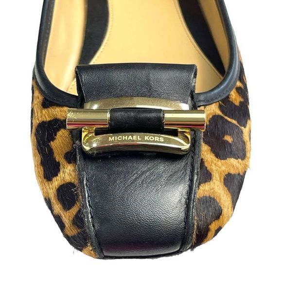 Michael Kors Women's Black Brown Animal  Print Cushioned Ballet Flat Shoes 9 - Picture 7 of 7